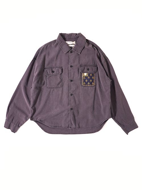 REMI RELIEF  Wide Military shirt (刺繍：Japan) - Charcoal