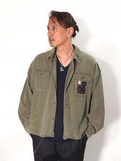 REMI RELIEF  Wide Military shirt (刺繍：Japan) - Khaki