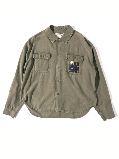 REMI RELIEF  Wide Military shirt (刺繍：Japan) - Khaki
