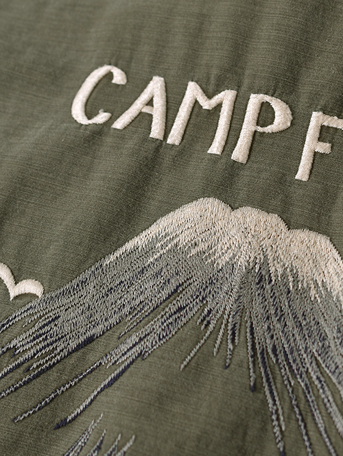 REMI RELIEF  Wide Military shirt (刺繍：Japan) - Khaki