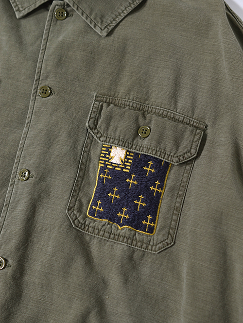 REMI RELIEF  Wide Military shirt (刺繍：Japan) - Khaki