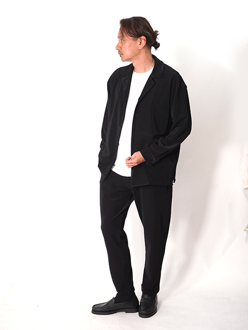 SALUTE HELM  | ロイカ™︎コードピケ サイドポケ付シャツジャケット(56505) - Black