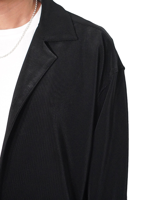 SALUTE HELM  | ロイカ™︎コードピケ サイドポケ付シャツジャケット(56505) - Black