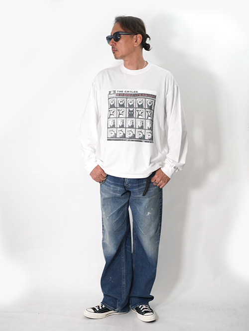 REMI RELIEF | HARD SP加工20/-天竺ロンT(A HARD CATS NIGHT)