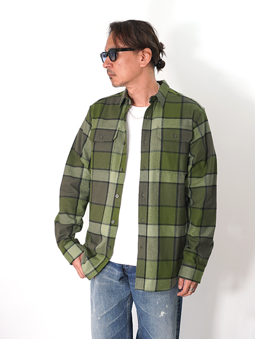 NORTH FACE  USA | ネルチェックシャツ - Olive Green