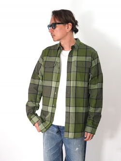 NORTH FACE  USA | ネルチェックシャツ - Olive Green