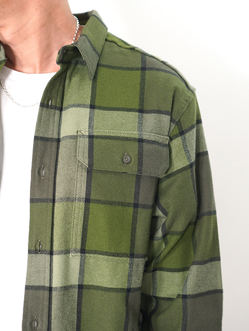 NORTH FACE  USA | ネルチェックシャツ - Olive Green