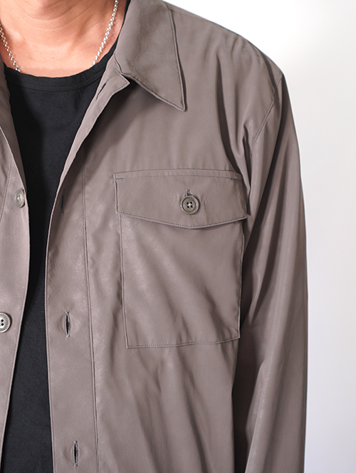 SALUTE HELM  |  ビンテージ フェイクレザー ショート シャツジャケット (36501) - Khaki