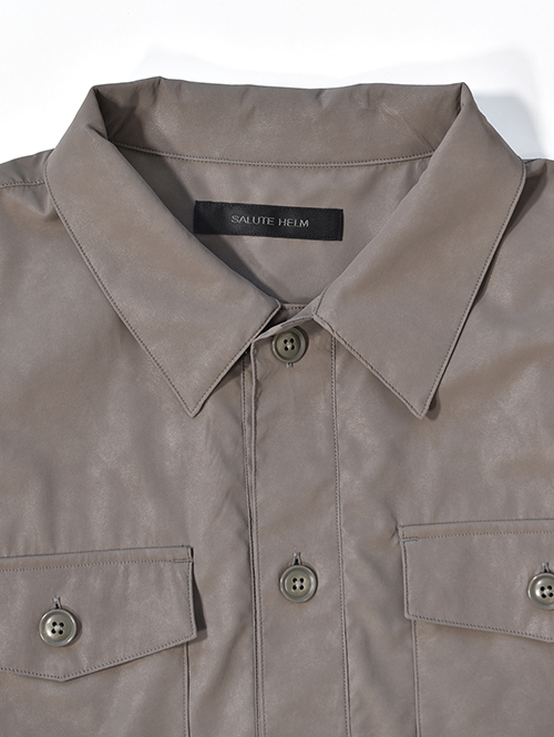SALUTE HELM  |  ビンテージ フェイクレザー ショート シャツジャケット (36501) - Khaki