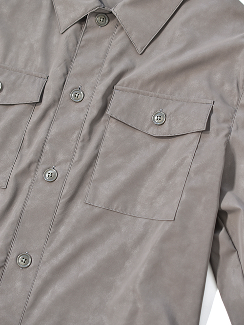 SALUTE HELM  |  ビンテージ フェイクレザー ショート シャツジャケット (36501) - Khaki