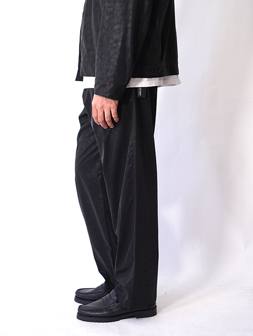 SALUTE HELM  |  ビンテージ フェイクレザー シャーリング ワイドパンツ (66506) - Black