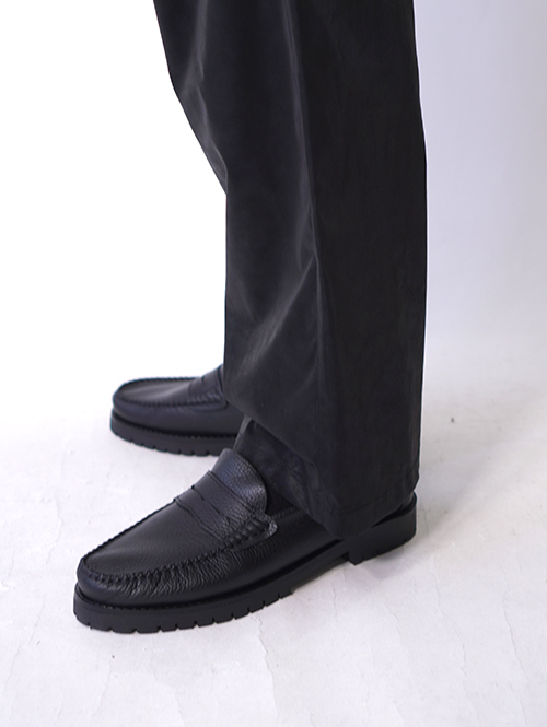 SALUTE HELM  |  ビンテージ フェイクレザー シャーリング ワイドパンツ (66506) - Black
