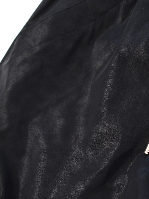 SALUTE HELM  |  ビンテージ フェイクレザー シャーリング ワイドパンツ (66506) - Black