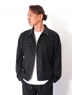SALUTE HELM  |  ビンテージ フェイクレザー ショート シャツジャケット (36501) - Black
