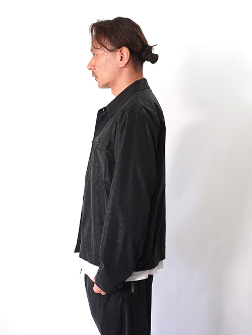SALUTE HELM  |  ビンテージ フェイクレザー ショート シャツジャケット (36501) - Black