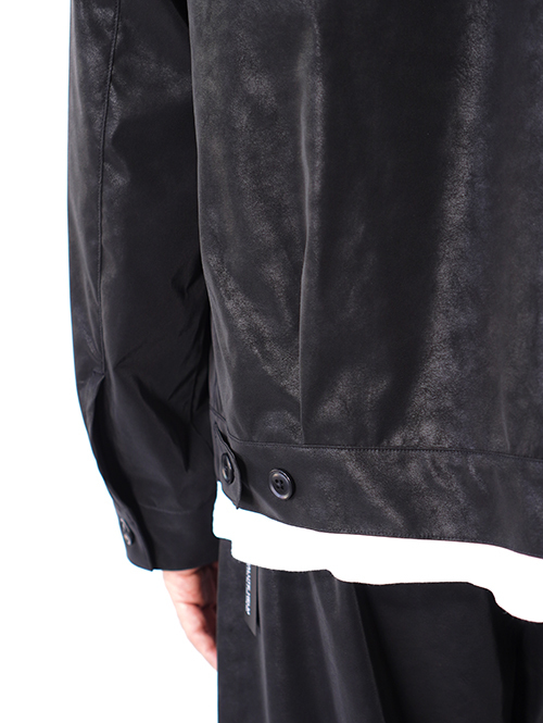 SALUTE HELM  |  ビンテージ フェイクレザー ショート シャツジャケット (36501) - Black