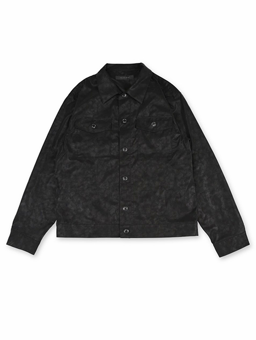 SALUTE HELM  |  ビンテージ フェイクレザー ショート シャツジャケット (36501) - Black