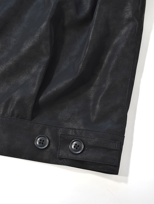 SALUTE HELM  |  ビンテージ フェイクレザー ショート シャツジャケット (36501) - Black