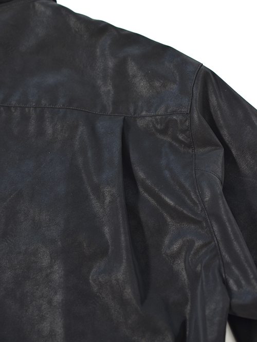 SALUTE HELM  |  ビンテージ フェイクレザー ショート シャツジャケット (36501) - Black