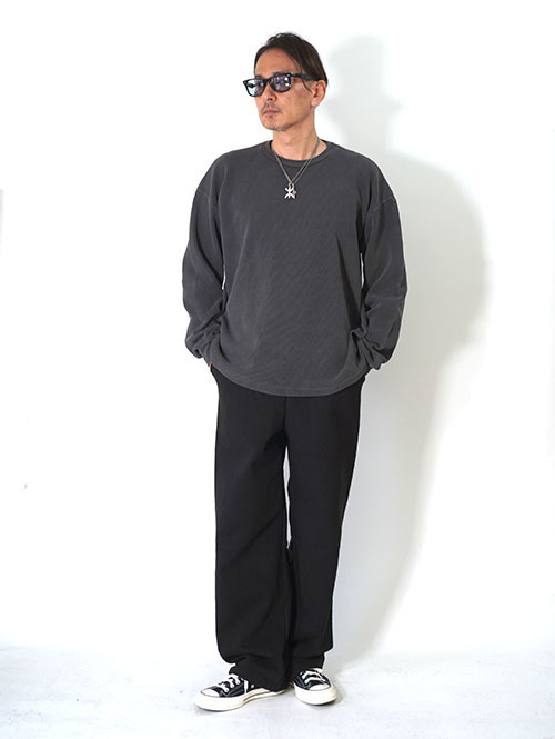 LOS ANGELES APPAREL Long Sleeve Heavy Thermal Crew Neck - Vintage Black