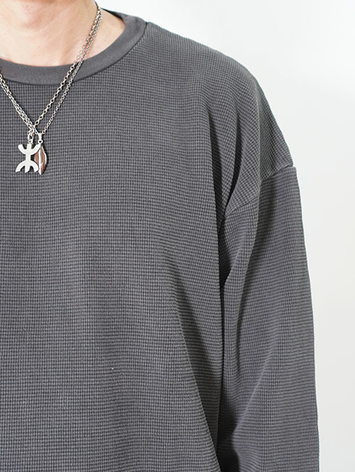 LOS ANGELES APPAREL Long Sleeve Heavy Thermal Crew Neck - Vintage Black