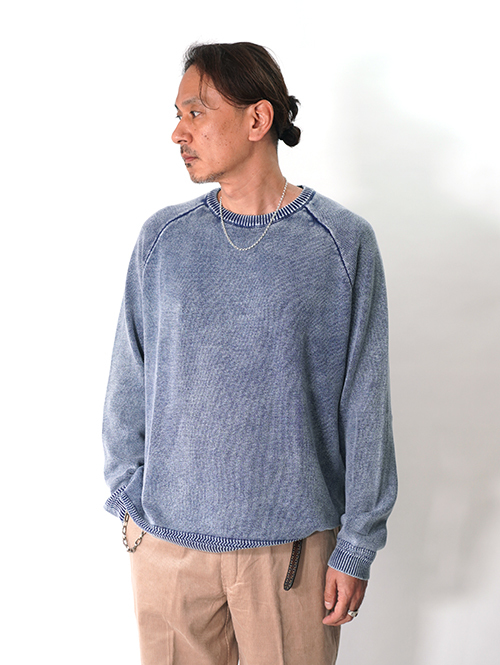 MALIBU FARM  |  リブアクセント フェードウォッシュニット - Navy