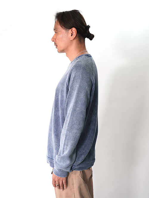 MALIBU FARM  |  リブアクセント フェードウォッシュニット - Navy
