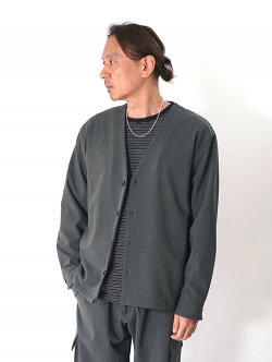SALUTE HELM  |  LIM-Bless ダブルクロス 2way ストレッチ カーディガン シャツジャケット (56504) - Grey
