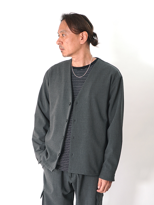 SALUTE HELM  |  LIM-Bless ダブルクロス 2way ストレッチ カーディガン シャツジャケット (56504) - Grey