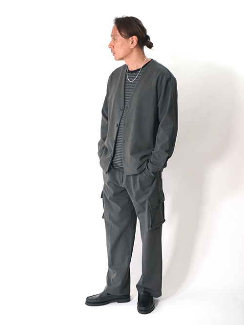SALUTE HELM  |  LIM-Bless ダブルクロス 2way ストレッチ カーディガン シャツジャケット (56504) - Grey