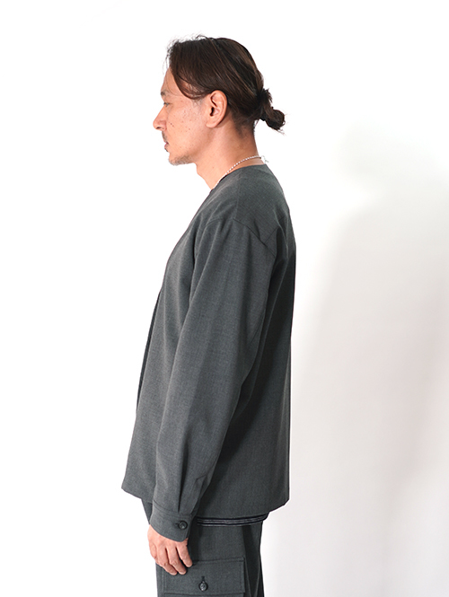 SALUTE HELM  |  LIM-Bless ダブルクロス 2way ストレッチ カーディガン シャツジャケット (56504) - Grey