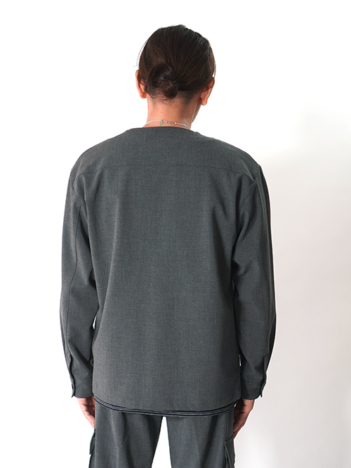 SALUTE HELM  |  LIM-Bless ダブルクロス 2way ストレッチ カーディガン シャツジャケット (56504) - Grey