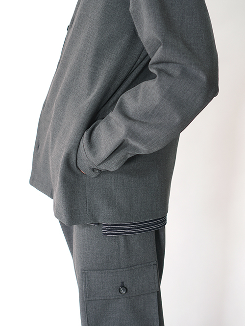 SALUTE HELM  |  LIM-Bless ダブルクロス 2way ストレッチ カーディガン シャツジャケット (56504) - Grey
