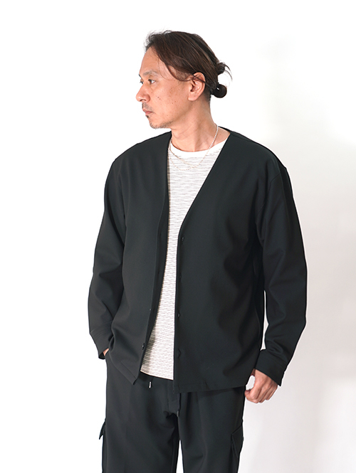 SALUTE HELM  |  LIM-Bless ダブルクロス 2way ストレッチ カーディガン シャツジャケット (56504) - Black