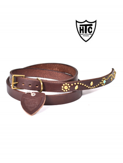 HTC Belt End Only #SN-33 Turquoise 075-Brown/Gold