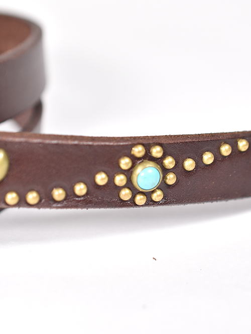 HTC Belt End Only #SN-33 Turquoise 075-Brown/Gold