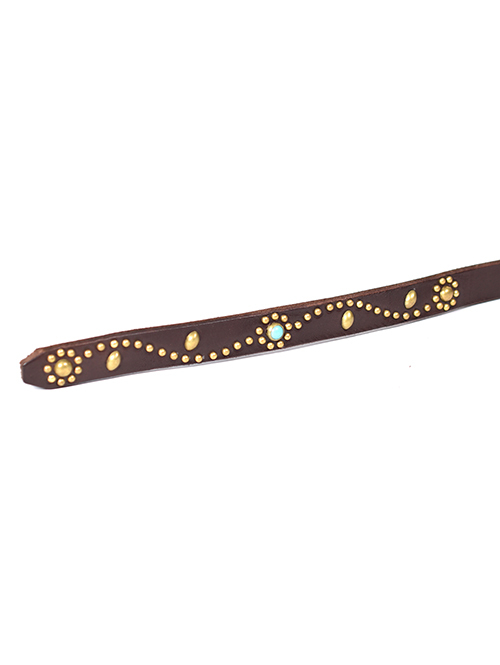 HTC Belt End Only #SN-33 Turquoise 075-Brown/Gold