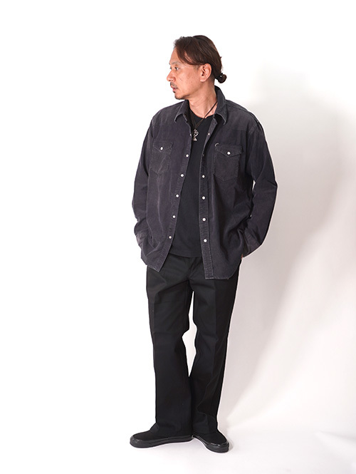 Wrangler  |  ウエスタンコーデュロイシャツ - Black