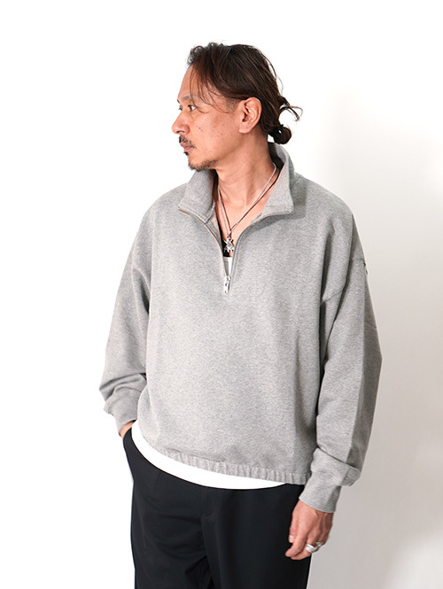 W.A.T.C STUDIO  |  Oversized boxy 1/4 Zip Sweater - H.Grey