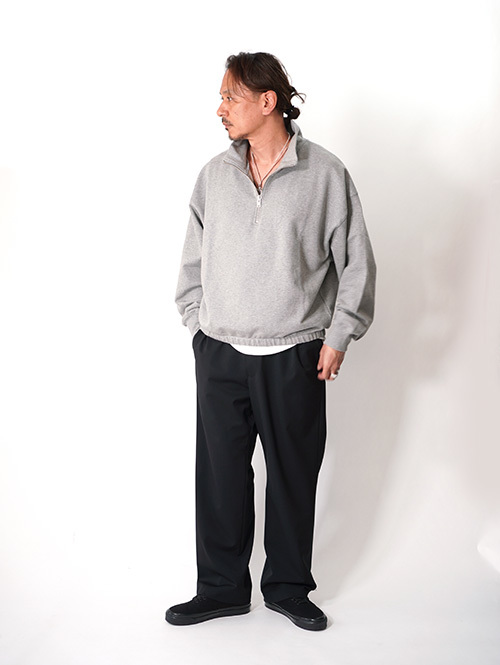 W.A.T.C STUDIO  |  Oversized boxy 1/4 Zip Sweater - H.Grey