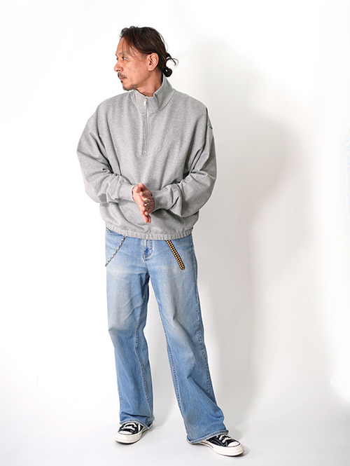 W.A.T.C STUDIO  |  Oversized boxy 1/4 Zip Sweater - H.Grey